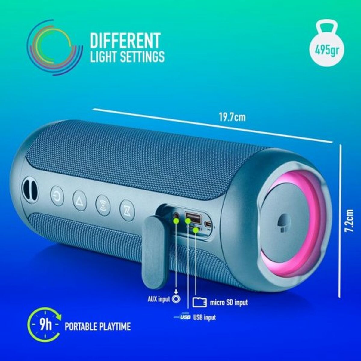 Dankzij de draagbare Bluetooth®-luidsprekers NGS ROLLERFURIA2BLUE